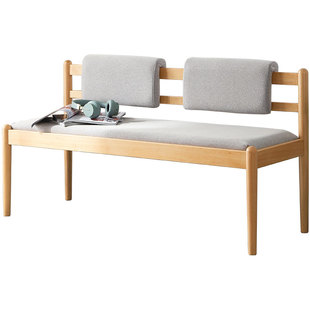 实木长条凳床尾凳家用入门玄关换鞋凳吃饭餐椅双人软包靠背长椅