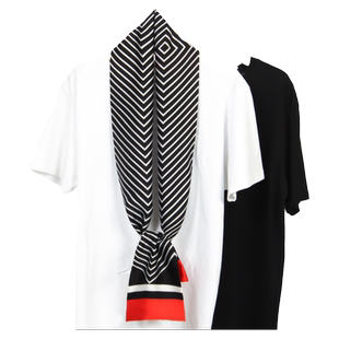 黑白条纹小长条窄丝巾女春秋冬季职业搭配衬衫围脖子装饰领带围巾