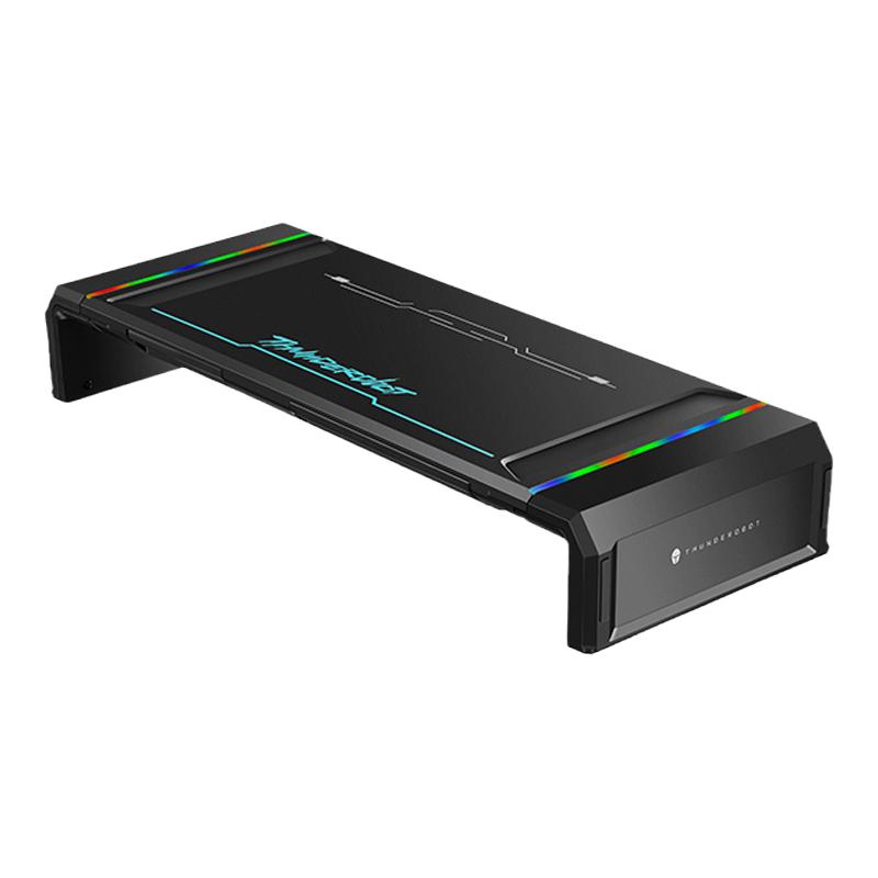 雷神G101 RGB炫光显示器电竞增高架底座屏幕架子桌面收纳台式电脑桌带USB多功能笔记本电脑支架