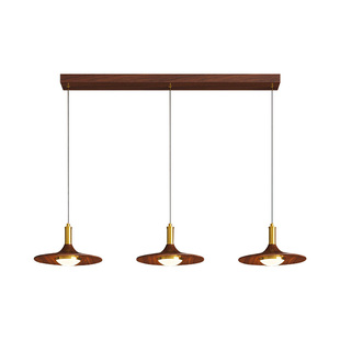 中古风餐厅吊灯复古飞碟灯胡桃木吧台卧茶室饭厅餐桌三头灯具