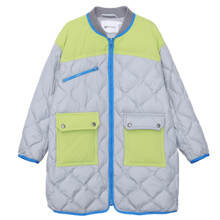 MOVEUP幻走2025冬季新款.FUN系列撞色拉链织带贴袋中长款羽绒服女