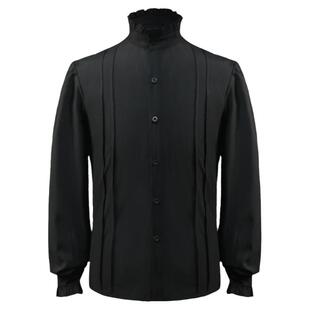 英伦宫廷哥特风荷叶花边衬衫男宽松休闲复古中世纪立领衬衣演出服