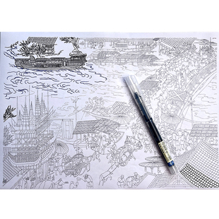 卡通线条画素材画画临摹图稿控笔练习手部康复治愈解压上班摸鱼