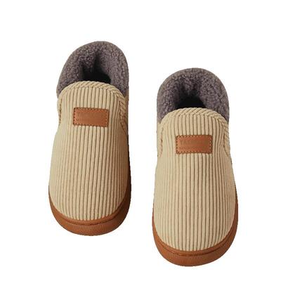 条纹保暖居家防滑牛筋底包跟拖鞋