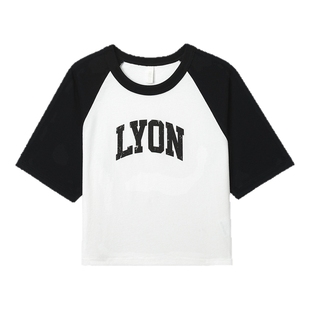 IT WITTH LOVE女装插肩袖短袖T恤新款青春活力拼色圆领半袖1022XU