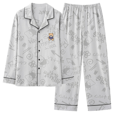 100%纯棉男士睡衣2024年新款长袖