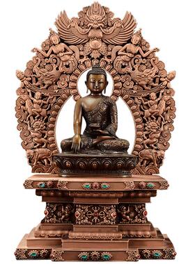 藏村紫铜材质彩珠镶嵌摆件