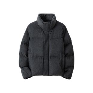 高奢暖煦重磅混纺羊毛呢安心柳桥95白鸭绒男士廓形立领面包羽绒服