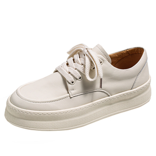 鞋子男款冬秋潮牌休闲鞋2026新款透气百搭低帮板鞋厚底真皮小白鞋