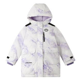 安奈儿童装女童中长款羽绒服冬新款连帽保暖防风防水运动滑雪服