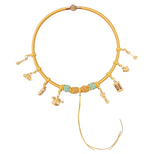 宝宝项圈手工编绳儿童长命锁项链婴儿满月百天脖圈周岁金锁挂绳