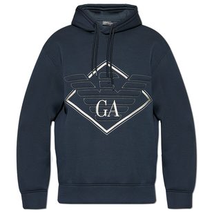 Armani/阿玛尼EA 男士鹰标潮太空棉连帽套头卫衣EM002882 AF18339