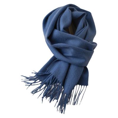 蓝色羊绒围巾披肩冬大牌高级感