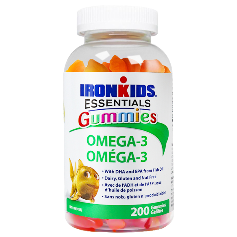 加拿大ironkids小铁人儿童鱼油DHA学生记忆力增强omega3软糖200粒