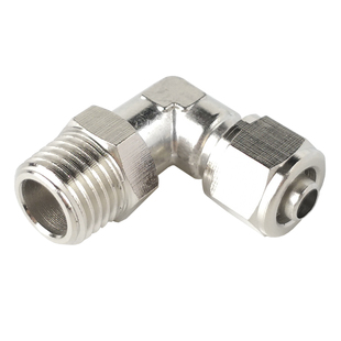 气管快拧接头万向旋转弯头直角PL8-02铜气动锁母接头1/3/4分-6mm