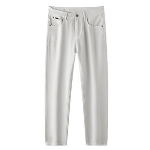 男士白色直筒加绒牛仔裤男款厚款宽松冬季保暖裤美式长裤2025新款