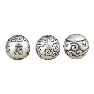 S925纯银足银真银祥云回纹六字如意散珠DIY男女手链挂件配件隔珠