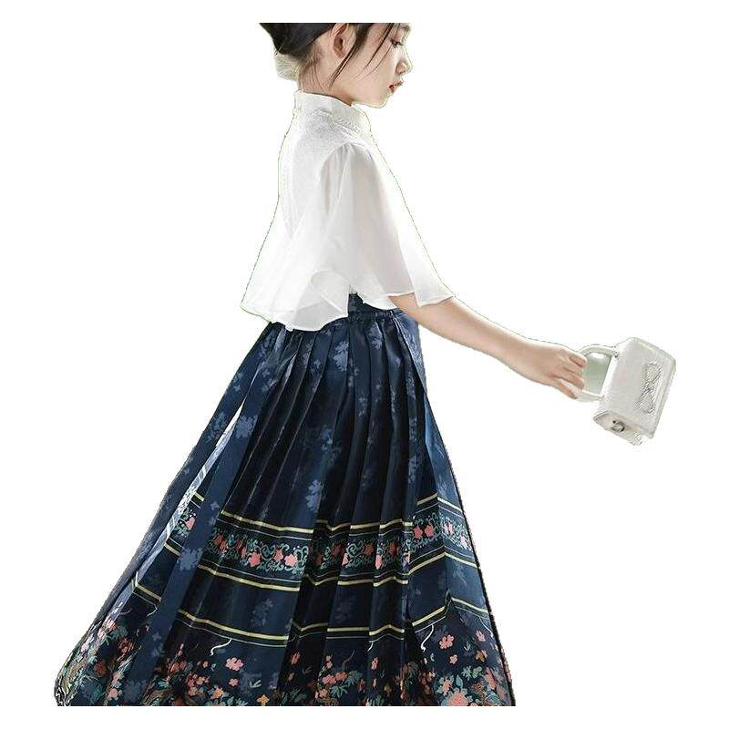 儿童中国风汉服两件套短袖马面裙