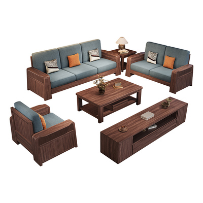 乌金木实木沙发大小户型新中式