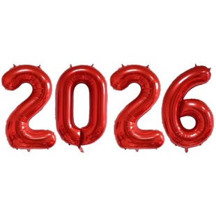 新年装饰品2026马过年氛围场景布置数字气球红色跨年年味拍照道具