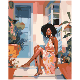 DIY数字油画自己填色材料包非洲黑人女性时尚模特异域风情装饰画A