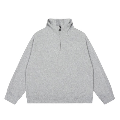 HOUTOU2025秋冬新款半拉链卫衣男女宽松纯棉套头纯色潮牌SUP帽衫