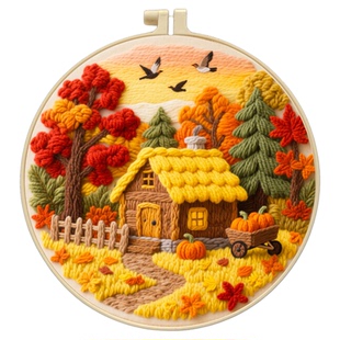 2025新品手工材料包秋日系初学刺绣套件卡通兔子松鼠苏绣初学线绣