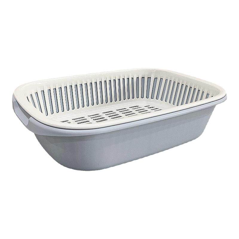 厨房家用双层方形快速沥水篮