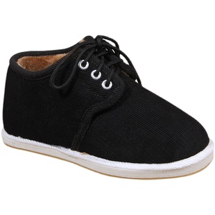 老北京布鞋男女冬季系带黑色加绒保暖棉鞋中老年泡沫底居家布棉鞋