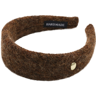 秋冬软糯宽边毛呢绒面金豆高颅顶发箍高级感小众设计简约头箍女