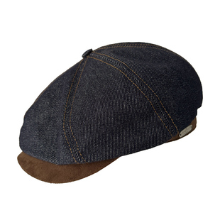 25年秋冬复古丹宁风麂皮碰撞牛仔贝雷帽女休闲款鸭舌前进帽常青款