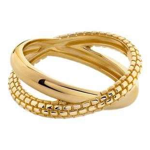 Monica Vinader莫妮卡编织纹交叉戒指复古金色戒指女设计感巴恩风