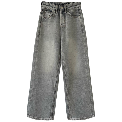 高腰显瘦亮闪闪满钻牛仔裤女春季