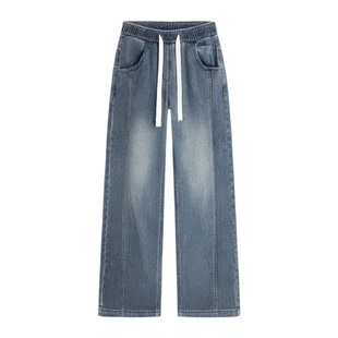 牛仔裤男生秋冬季新款加绒加厚保暖休闲青少年宽松弯刀长裤子男士