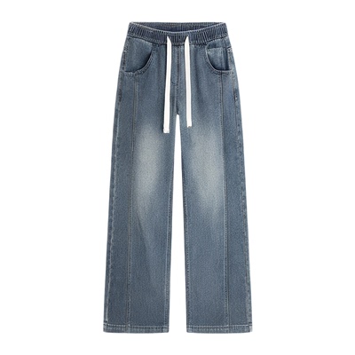 加绒加厚保暖宽松牛仔长裤子男装