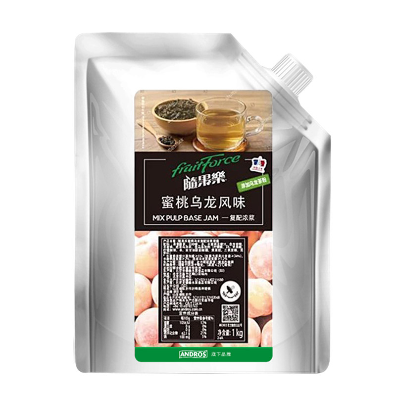 安德鲁草莓白桃茉莉乐桃桃青葡萄果酱1kg果粒冰沙奶茶饮品原料