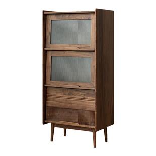 北美黑胡桃实木书柜北欧书架小户型餐边柜储物柜沙发旁边的边柜