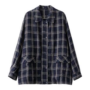 梭家｜春华秋实｜文艺范色织格纹亚麻西装春夏女宽松短外套气质