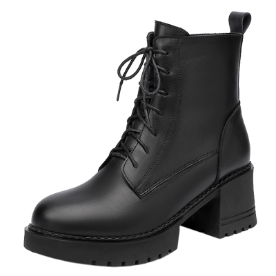 高跟马丁靴加绒厚底短靴羊毛棉鞋