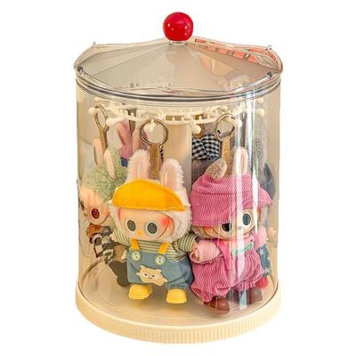 labubu展示盒旋转透明挂件收纳盒