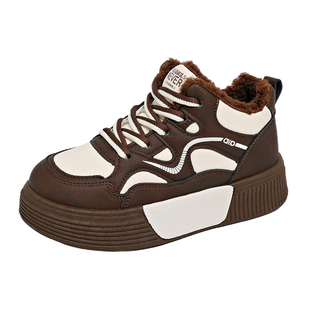 真皮棉鞋女冬季2025新款加绒加厚保暖高帮厚底运动板鞋学生雪地靴