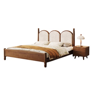 政府补贴法式复古1米8双人软包实木床中古风主卧涟漪1.5米单人床