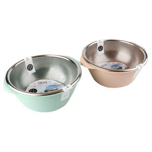 顺美不锈钢双层沥水篮蔬果盆中式家用洗水果蔬菜盆淘米筛沥水接水