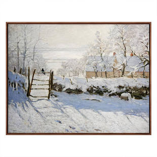 莫奈《喜鹊》复刻版画客厅餐厅玄关装饰画挂画简约现代实木