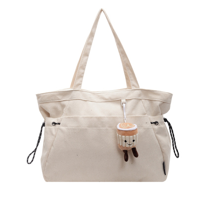 大学生上课灯芯绒托特包单肩包女