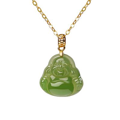 宫里上新天然和田玉佛碧玉项链
