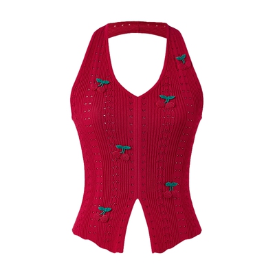 MISSCOCOON可可尼红色针织背心