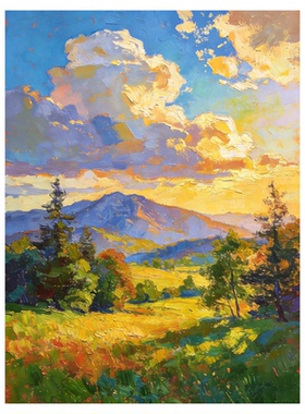 新中式风景画手工填色画数字油画