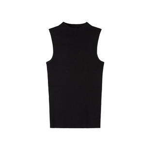 MULVAN 半高领针织衫背心女夏季韩系外穿修身t恤显瘦无袖吊带上衣