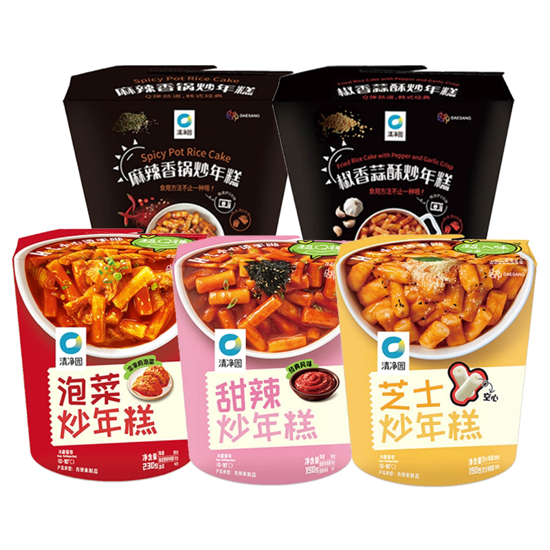 清净园速食炒年糕韩式甜辣芝士夹心韩国泡菜年糕条宗家府微波即食
